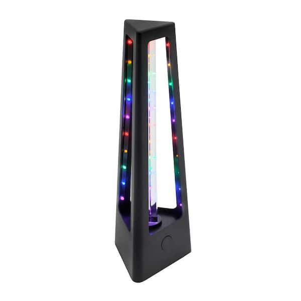 Lumisource 13.5 in. Rotoprism Party Black Indoor LED Table Lamp with Color Changing LEDS