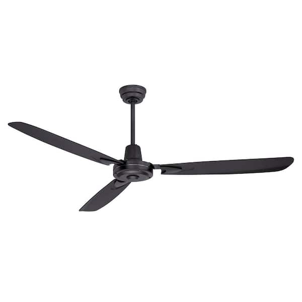 CRAFTMADE Velocity 58 in. 4-Speed Indoor Dual Mount Flat Black Finish Heavy-Duty Ceiling Fan with 4-Speed Wall Control Included