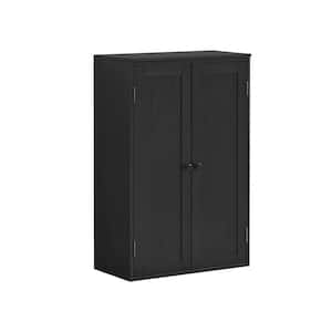 23.25 in. W x 12.00 in. D x 36.00 in. H Black Linen Cabinet with Adjustable Shelf and Double Door