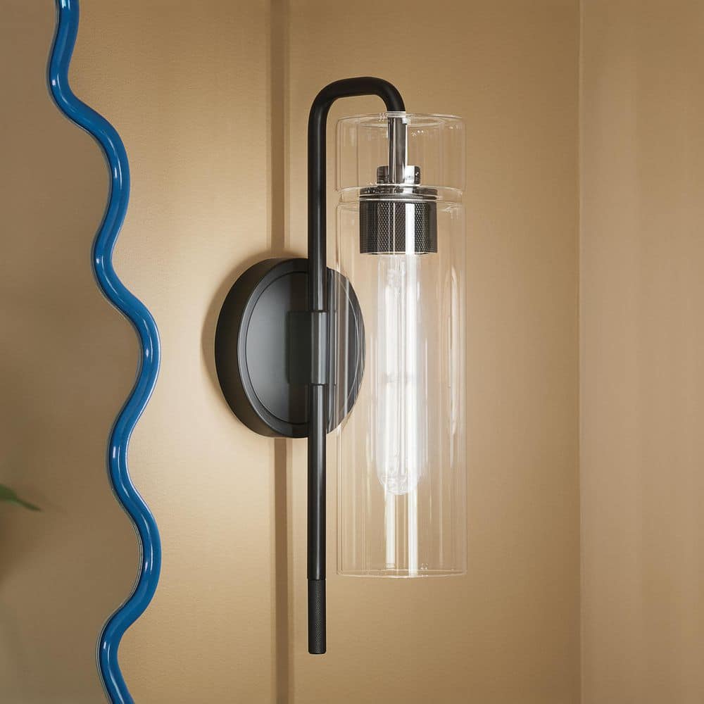 Niccol 16 in. 1-Light Wall Sconce With Clear Glass in Black price history on PriceWatchPro