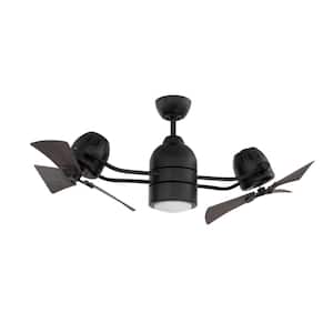 Bellows Duo 50 in. Indoor/Outdoor Dual Mount Flat Black Finish Ceiling Fan with LED Light Kit and Remote/Wall Control