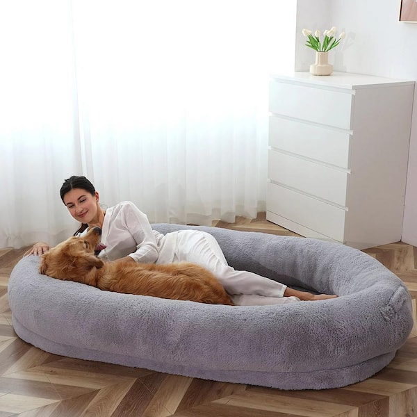 BOZTIY Human Dog Bed 72 in. x 51 in. x 12 in. Giant Dog Bed for Adults &  Pets Washable Large Bean Bag Bed for Humans (L, Khaki) I1600142-KH-LDH -  The Home Depot