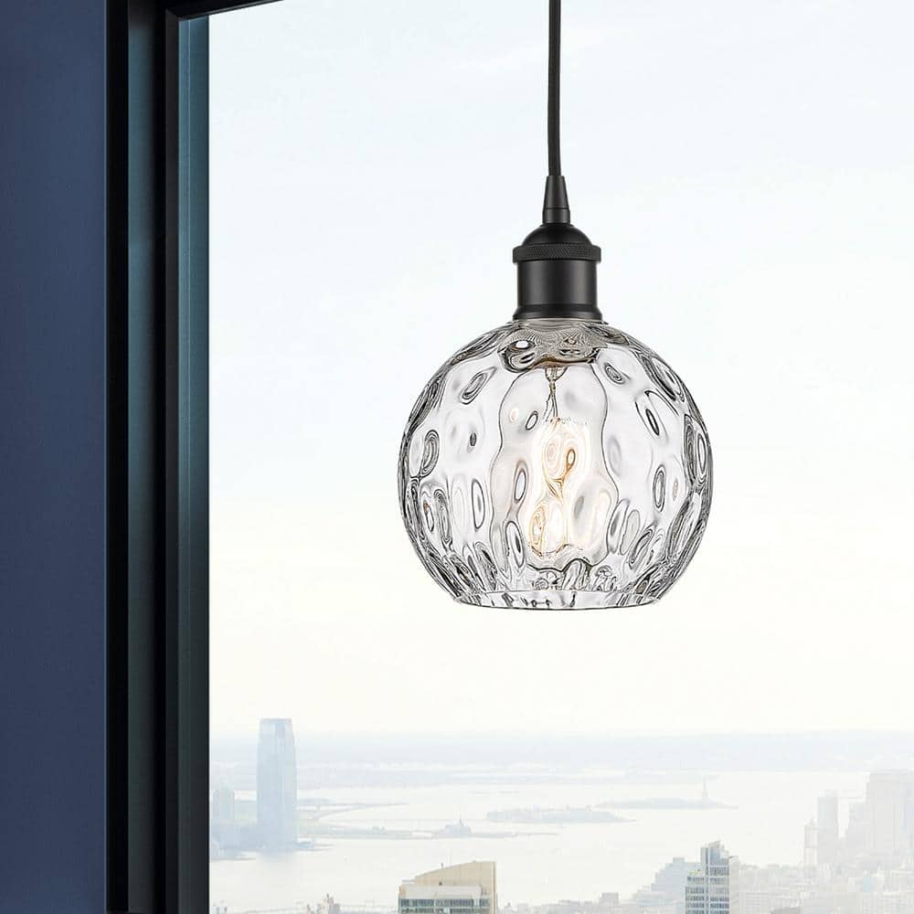 Athens Matte Black Mini Pendant Light with Clear Glass Shade