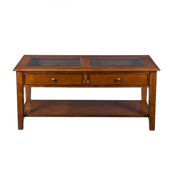Home Decorators Collection Panorama Walnut Display Cocktail Table-DISCONTINUED