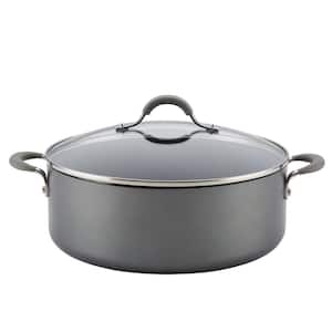 Elementum 7.5 qt. Hard-Anodized Aluminum Nonstick Stock Pot in Oyster Gray with Glass Lid