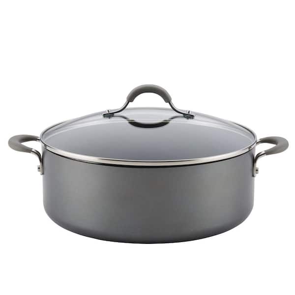 Circulon Elementum 7.5 qt. Hard-Anodized Aluminum Nonstick Stock Pot in Oyster Gray with Glass Lid