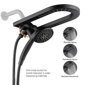 U-Shape 5-Spray Patterns with 1.8 GPM 4 in. Wall Mount Dual Shower Head and Handheld Shower Head in Matte Black
