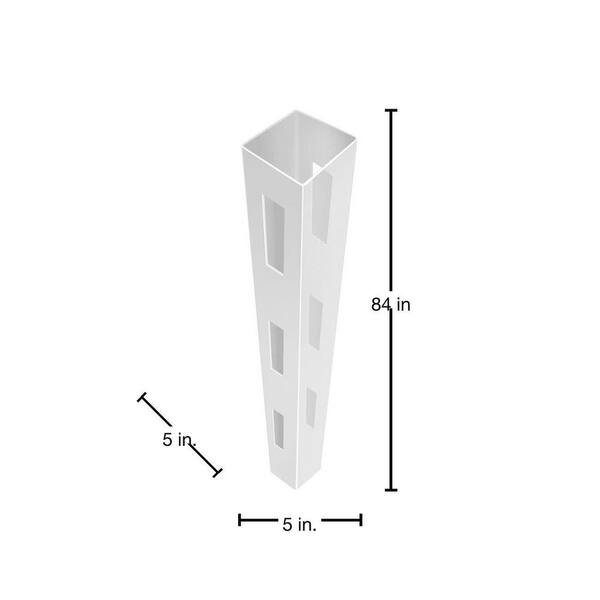 Barrette Outdoor Living 5 in. x 5 in. x 7 ft. 3-Hole White Vinyl Fence Line Post