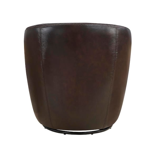 Lazzara Genevieve Bronze Leather Upholstery Swivel Arm Chair 9276