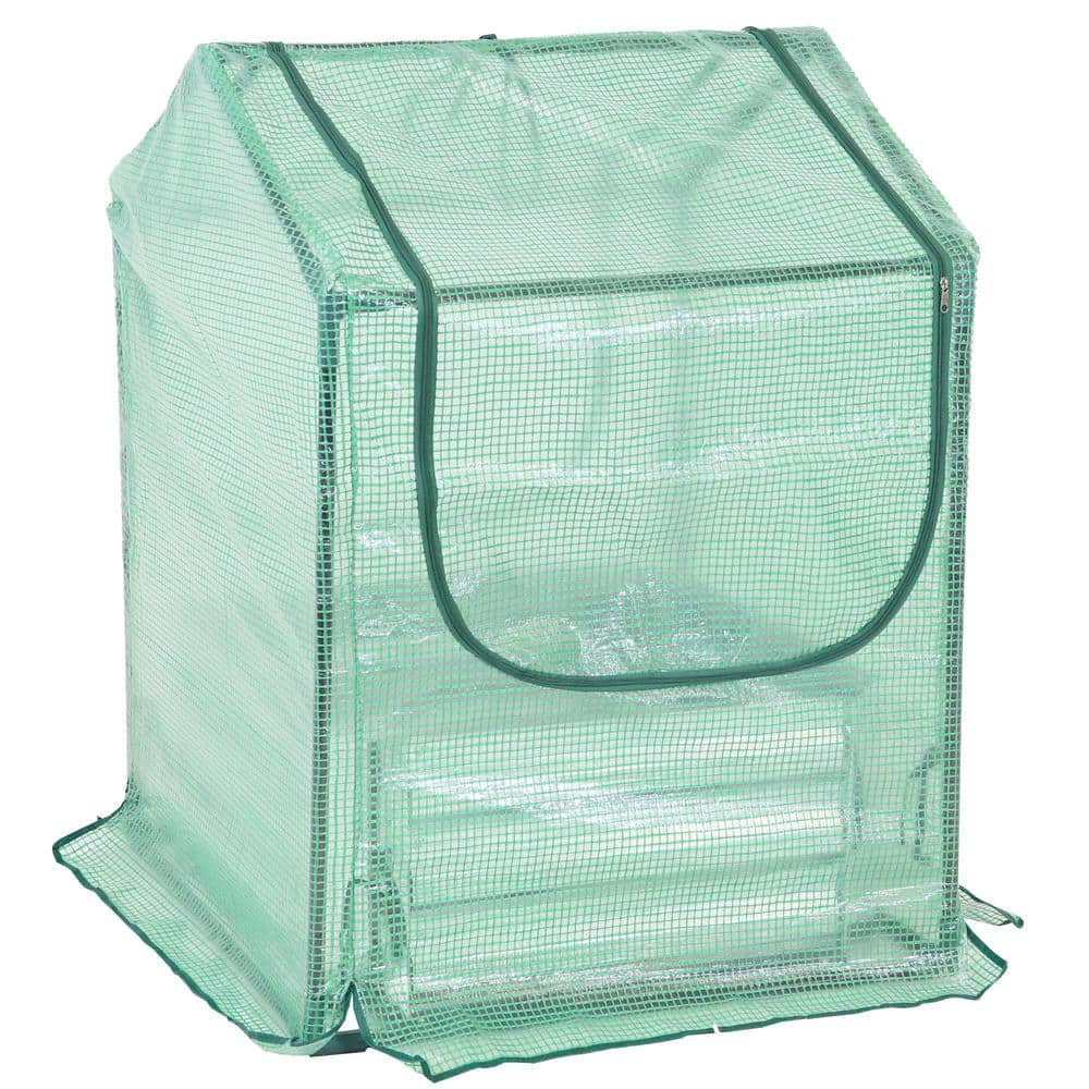 Green Steel Raised Garden Bed with PE Greenhouse Cover, 2' x 2'