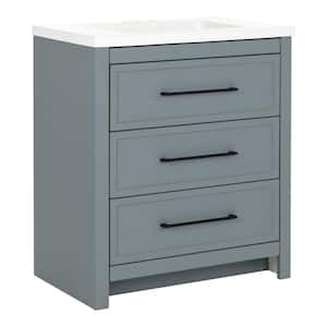 Hailey 30 in. W x 19 in. D x 35 in. H Single Sink Freestanding Bath Vanity in Laguna Blue with Cultured Marble Top