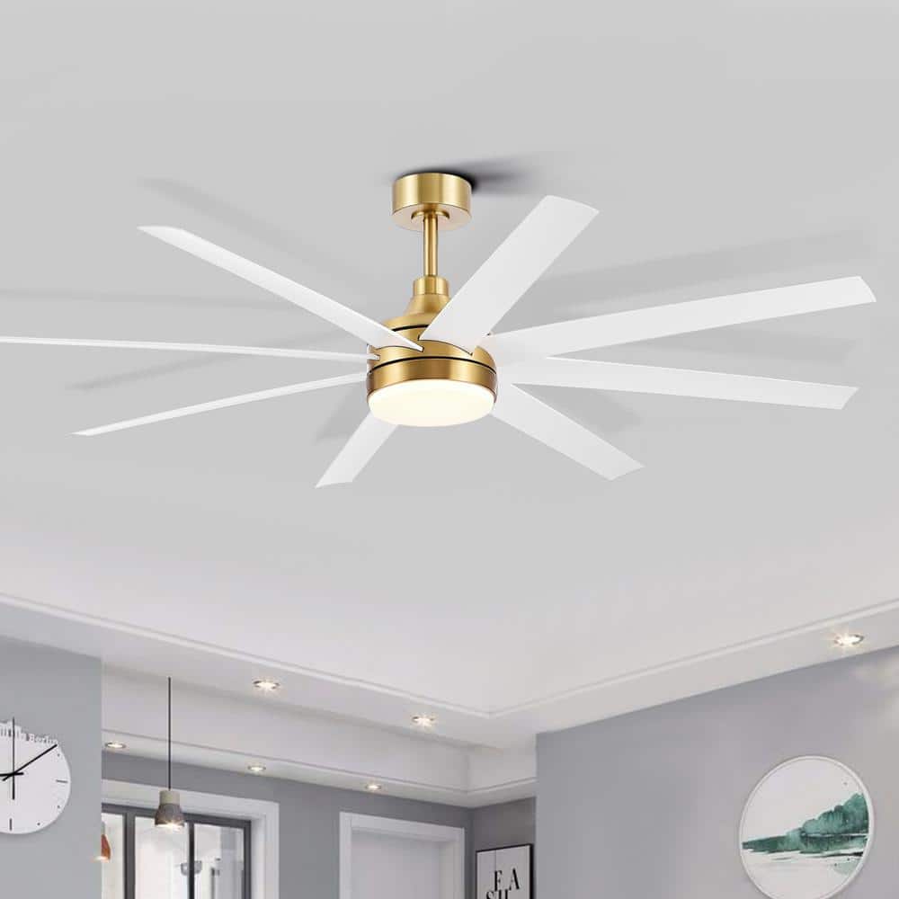 Lamober Windmill 65 in. LED White-Blades Gold Indoor Ceiling Fan with and Remote Control ZY23012-WH-C1 - The Home Depot