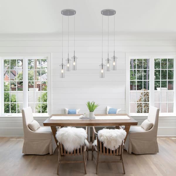 LWYTJO 60 -Watt 3-Light Chrome Simple Pendant Light with