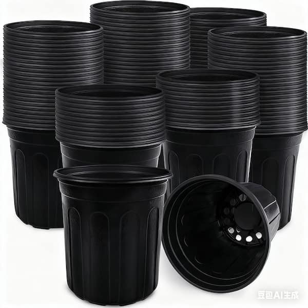 7.1 in. x 6.7 in. 1 gal. Flexible Plastic Plant Nursery Pots for Garden Succulents Transplanting, Black (90-pack)