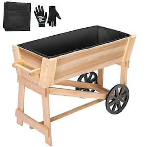 31.5 in. x 15.0 in. x 23.6 in. Wood Raised Garden Bed with Wheels, Storage Shelf and Protective Liner