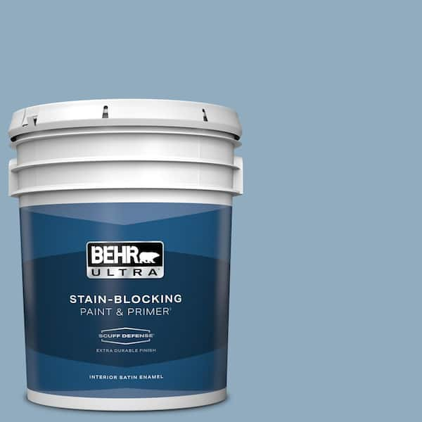 BEHR ULTRA 5 gal. #BIC-10 Cotton Denim Extra Durable Satin Enamel Interior Paint & Primer