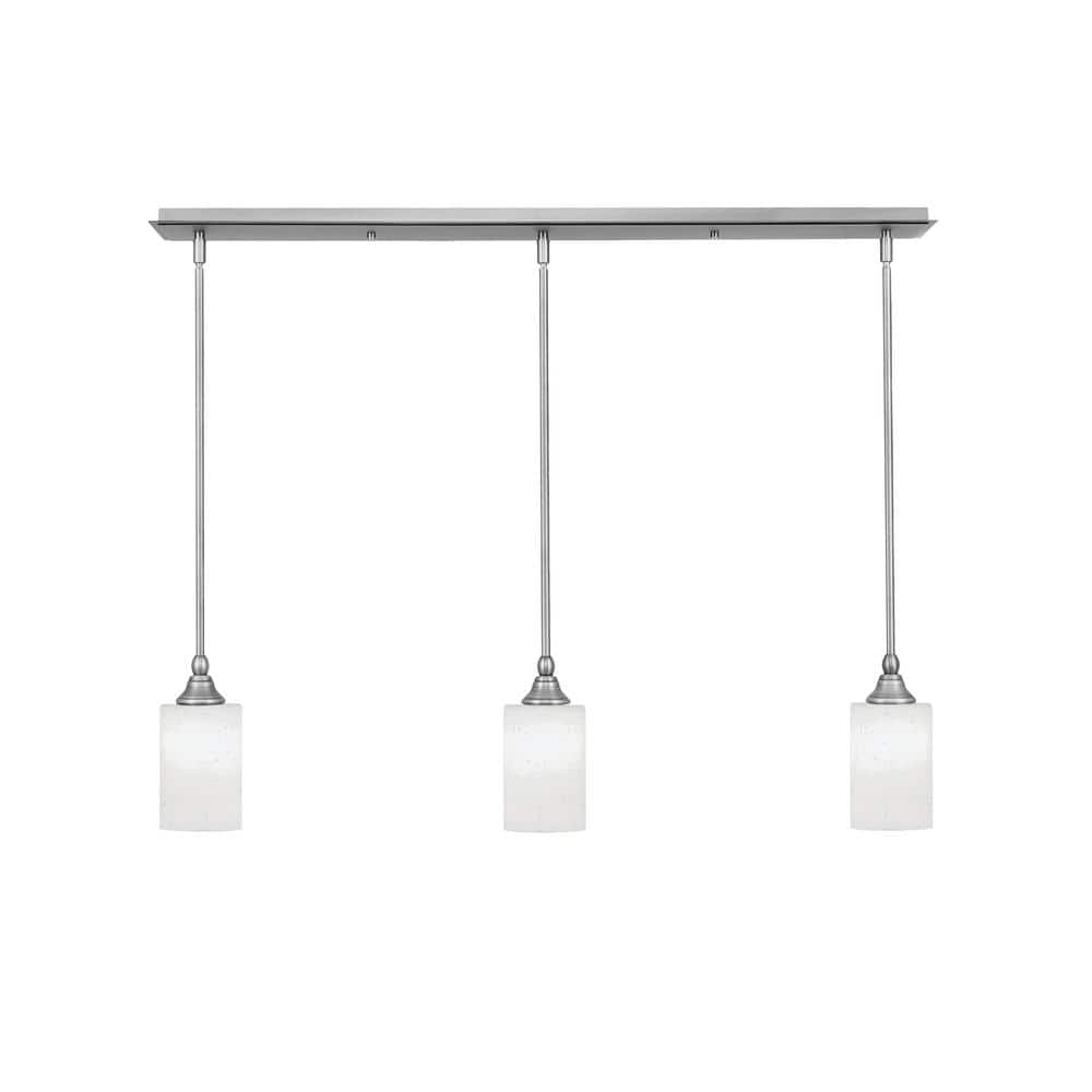 Livingston 100-Watt 3-Light Nickel Shaded Pendant Light with 4 in. White Mu