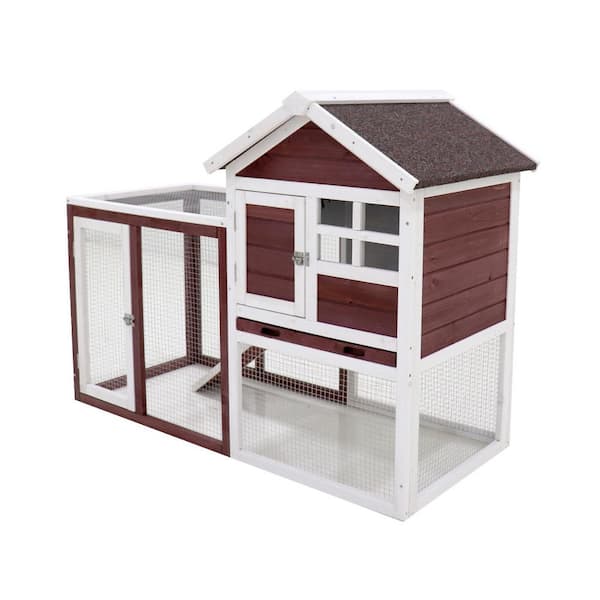Miscool Any 47.8 in. W Deluxe Wooden Chicken Coop Hen House Rabbit Wood Hutch Poultry Cage Habitat in Red