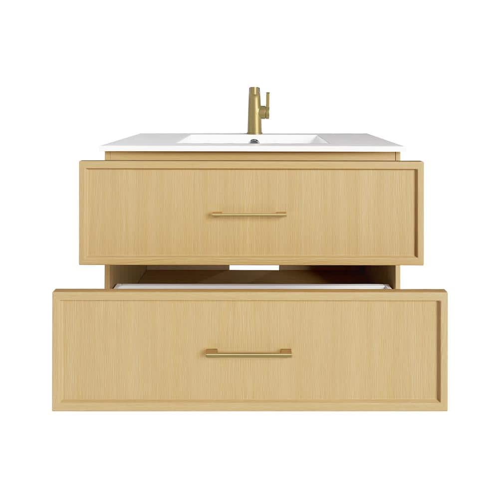 Cassidy 36" Natura Wall-Mounted Vanity with Cultured Marble Top