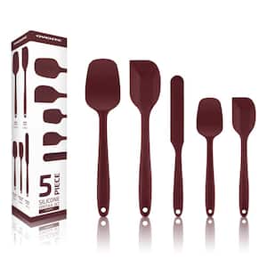 Red Non-Stick Silicone Spatula Set with Heat Resistant and Stainless Steel Core (Set of 5)