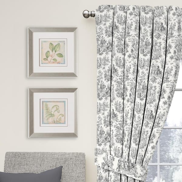 Waverly Onyx Toile Rod Pocket Room, Waverly Black Toile Shower Curtain