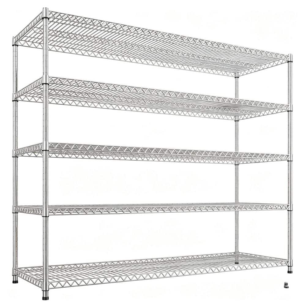 Metal Wire 5 Shelf Adjustable Shelving Unit in Chrome (55.1 in. W x 70.9 in. H x 17.7 in. D) price history on PriceWatchPro