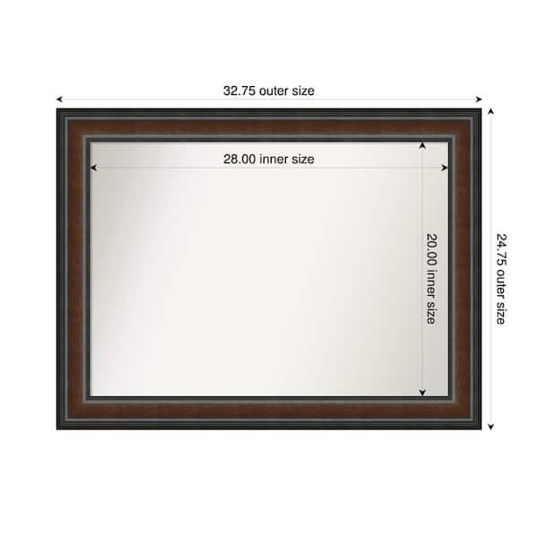 Amanti Art Cyprus Walnut 32.75 in. x 24.75 in. Custom Non-Beveled Wood Framed Bathroom Vantiy Wall Mirror