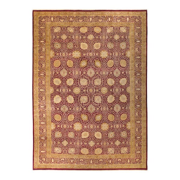 Mogul Purple 12 ft. x 18 ft. Oriental Wool Indoor Area Rug