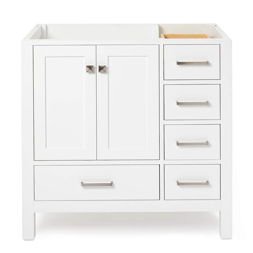 Ariel 36" White Solid Wood Freestanding Vanity Cabinet