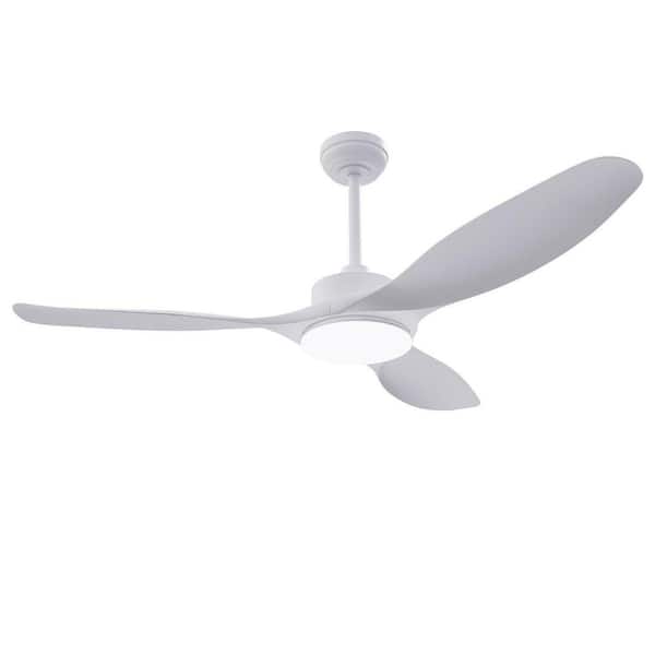 Raccroc 52in. Dimmable LED Indoor/Outdoor White ABS Smart Ceiling Fan with Light and 6-Speed Remote
