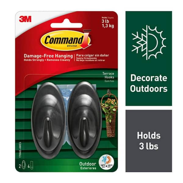 Command 6-Piece Medium Slate Terrace Hooks