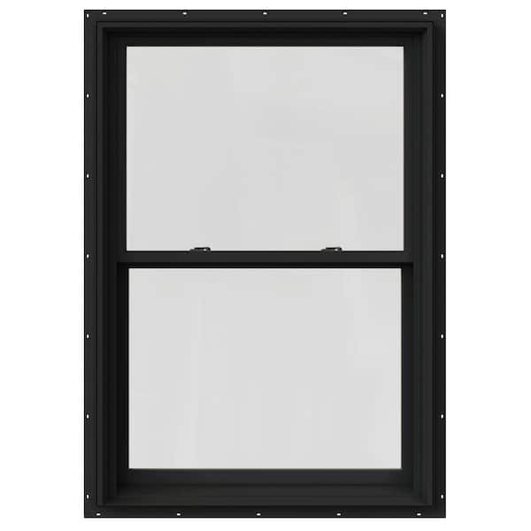 JELD-WEN 37.375 in. x 60 in. W-2500 Series Bronze Painted Clad Wood Double Hung Window w/ Natural Interior and Screen