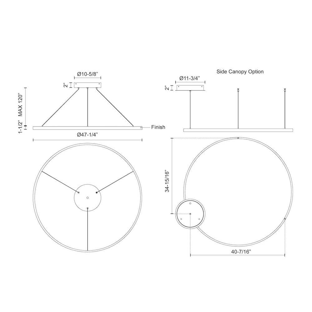 Brushed Gold Circular LED Pendant Light with Aluminum Frame