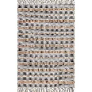 Ribbon Refresh Textured Farmhouse Brown 8 ft. x 10 ft. Area Rug