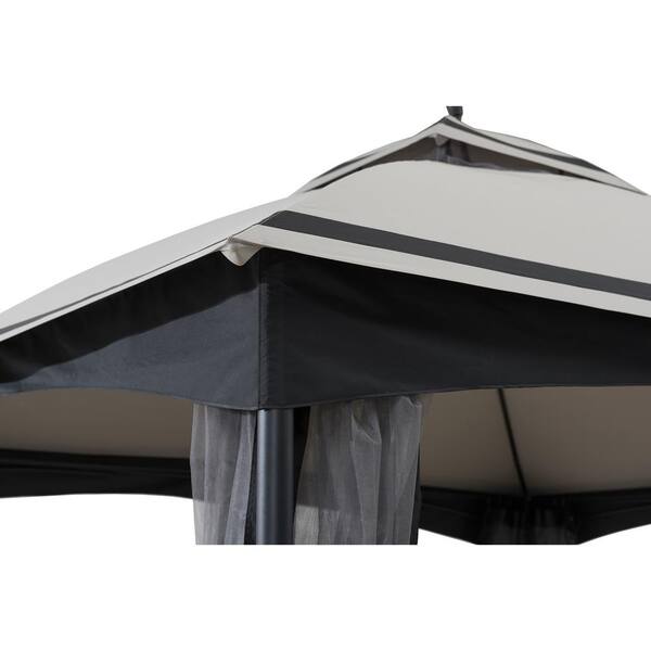 Sunjoy Zanker 10.5 ft. x 13 ft. Gray and Black 2-tier Steel