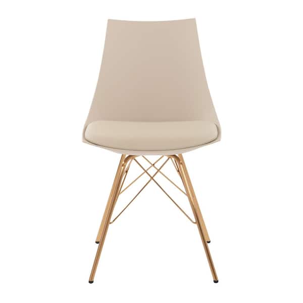 Oakley 18.5 in. Width Standard Cream/Gold Faux Leather Guest Office Chair