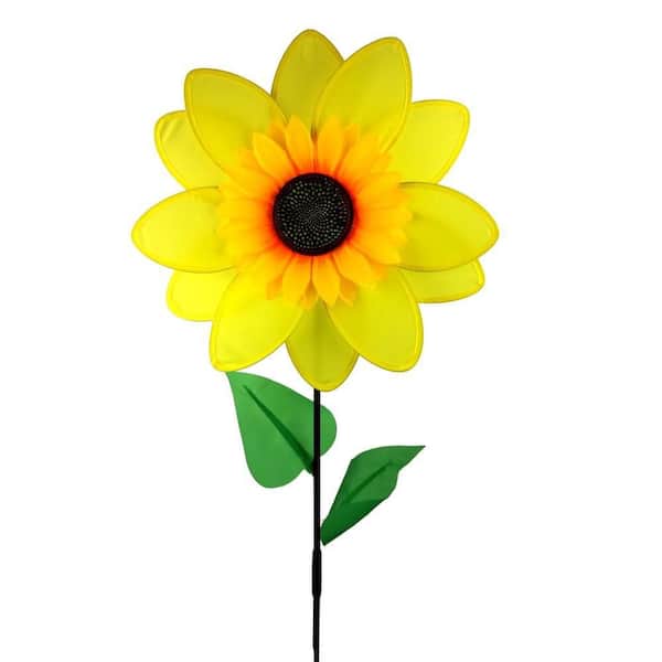 40 in. H Yellow Sunflower Nylon Wind Flower Yard Pinwheel Wind