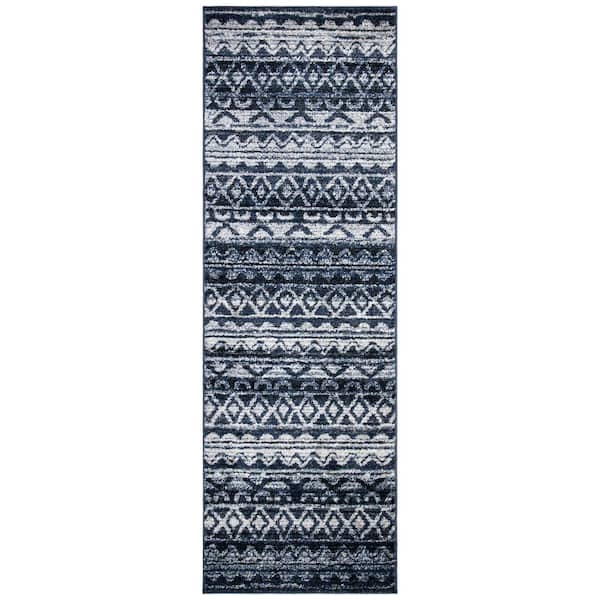 SAFAVIEH Adirondack Ivory/Navy 3 ft. x 8 ft. Geometric Runner Rug