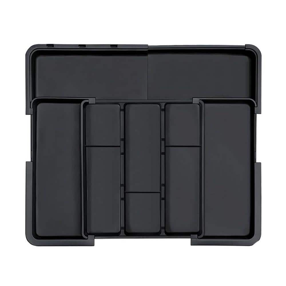6-Knife Capacity In-Drawer Plastic Utensil Storage Tray with Expandable Compartments and Adjustable Dividers