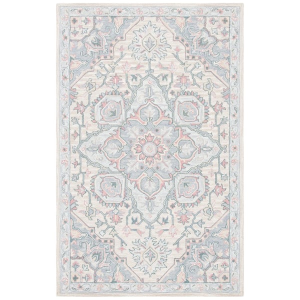 SAFAVIEH Heritage Beige/Blue Doormat 3 ft. x 5 ft. Border Floral Area Rug