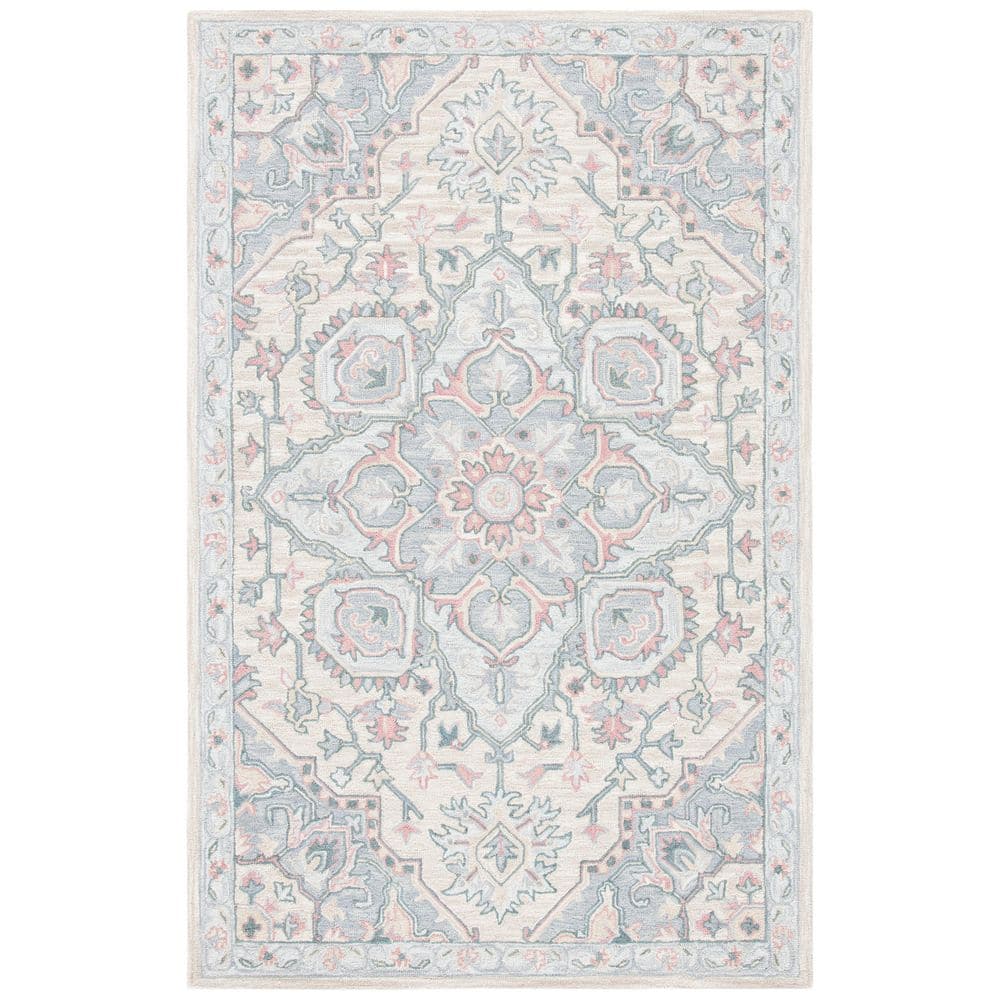 Elegant Heritage Blue Wool 4' x 6' Hand-Tufted Area Rug