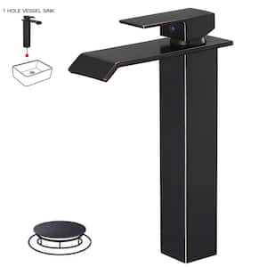 Single Hole Single Handle Bathroom Vessel Sink Faucet With Pop Up Drain Without Overflow in Oil Rubbed Bronze