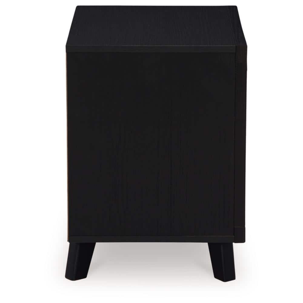 Black Modern 2-Drawer Nightstand with Wireless Charging