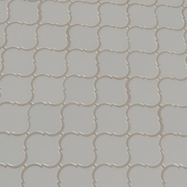 MSI Retro Gray Arabesque 13.19 in. x 11.22 in. x 6mm Glossy Porcelain Mesh-Mounted Mosaic Tile (10.95 sq. ft. / case)