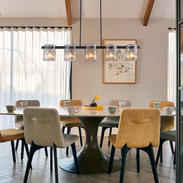 EDISLIVE Modern 5-Light Black Linear Chandelier Kitchen Island