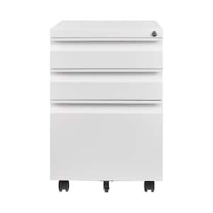 Mobile File Cabinet 17.32 in. D x 14.57 in. W x 23.62 in. H Freestanding Cabinet Set in White