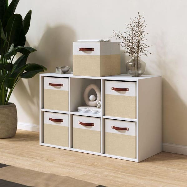 Ornavo Home Beige 13 in. x 15 in. x 13 in. Linen Fabric Decorative