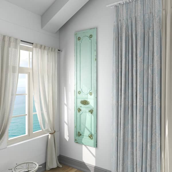 Litton Lane 18 in. x 78 in. Wood Green Antique Door Scroll Wall