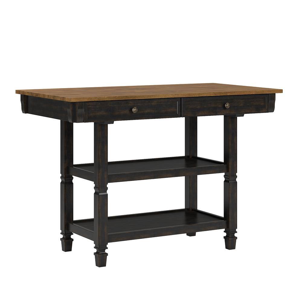 Antique Black 2-Tone Kitchen Island Buffet - thumbnail 5