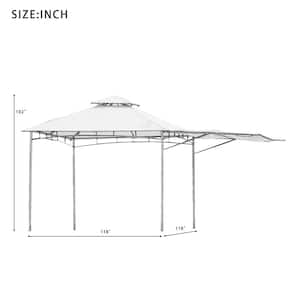 9.8 ft. x 9.8 ft. Outdoor Brown Gazebo Shade with UV Protection and Extendable Awning